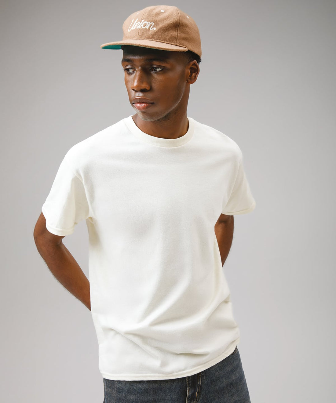 Heavy Cotton Work T-Shirt worn by a model