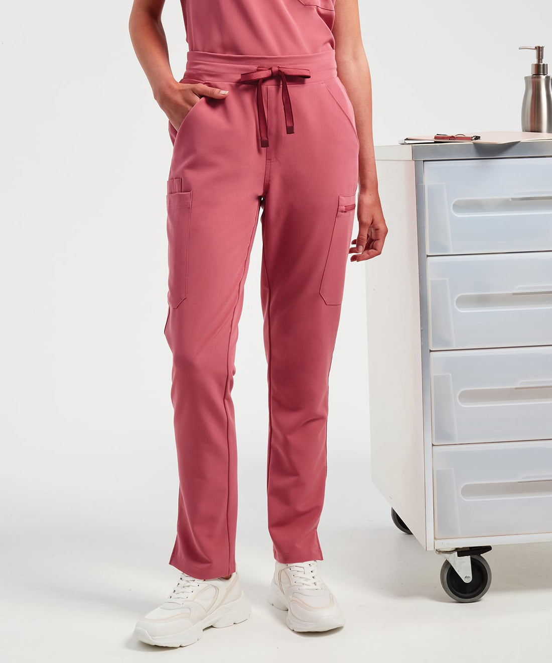 Women's Stretch Scrub Cargo Trousers worn by a model