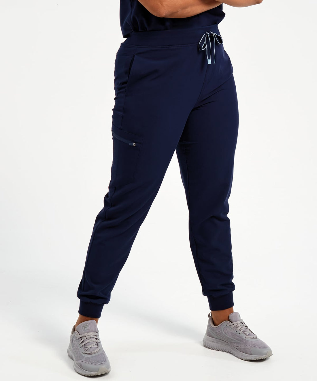 Women's Stretch Scrub Jogger Trousers worn by a model