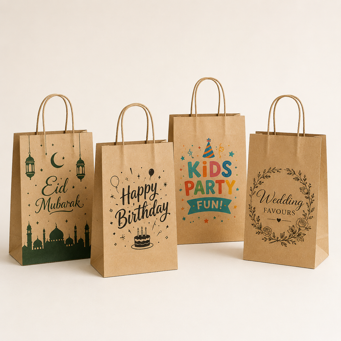 Pre-Made Party Bag — Choose Design | Eid, Diwali, Birthday, Wedding | Kraft Paper Bags UK