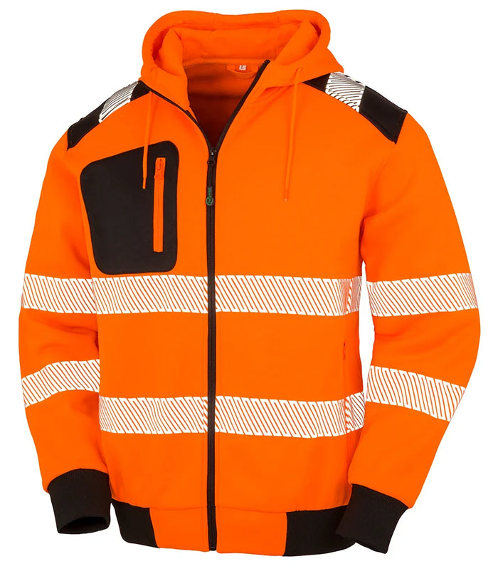 Personalised Recycled Hi-Vis Safety Zip Hoodie