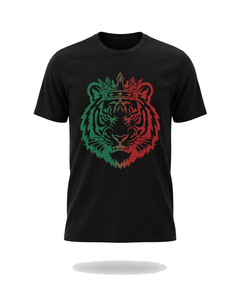 Bangladesh Tiger King black t-shirt - green and red tiger graphic