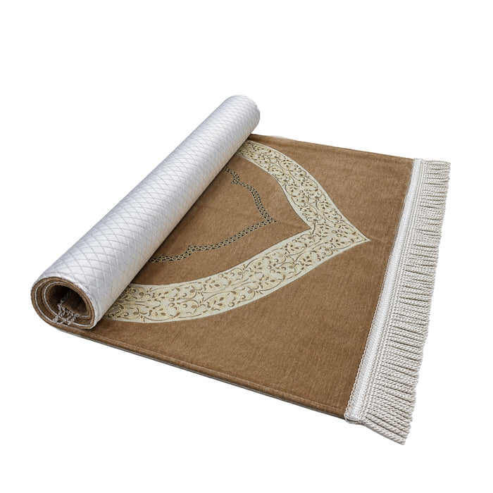 Chenille Mihrab Prayer Mat - Gold
