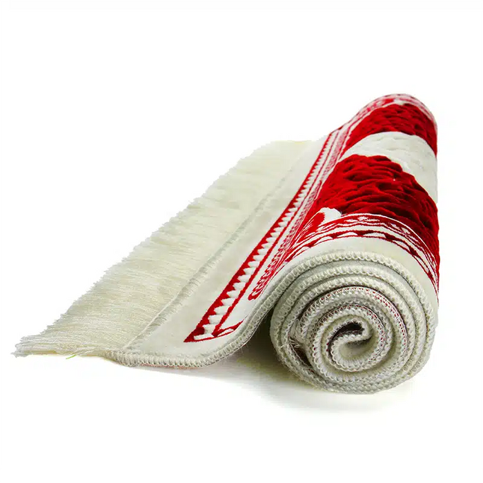 Kaaba Seccade Prayer Mat - White & Red