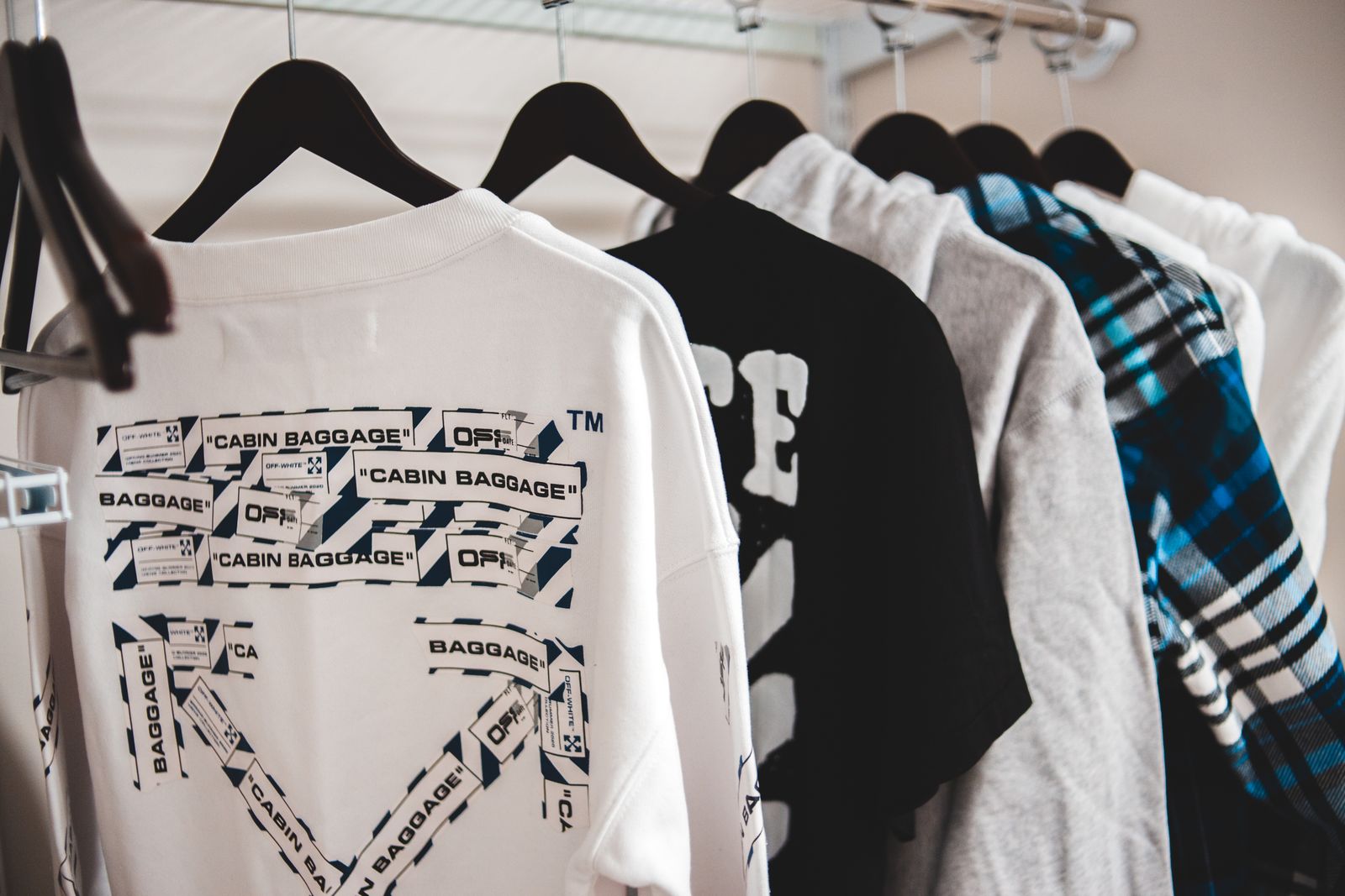 Rack of freshly printed garments