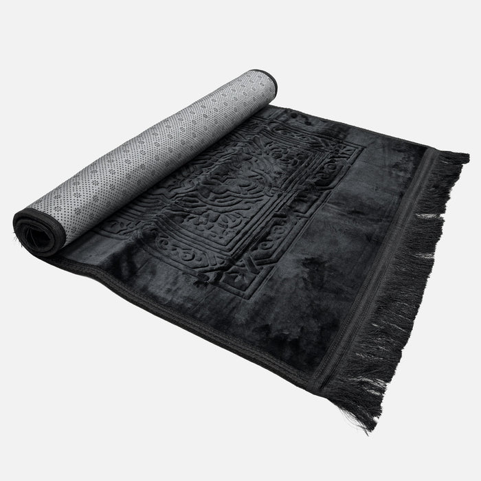 Soft Velvet Prayer Mat - Black