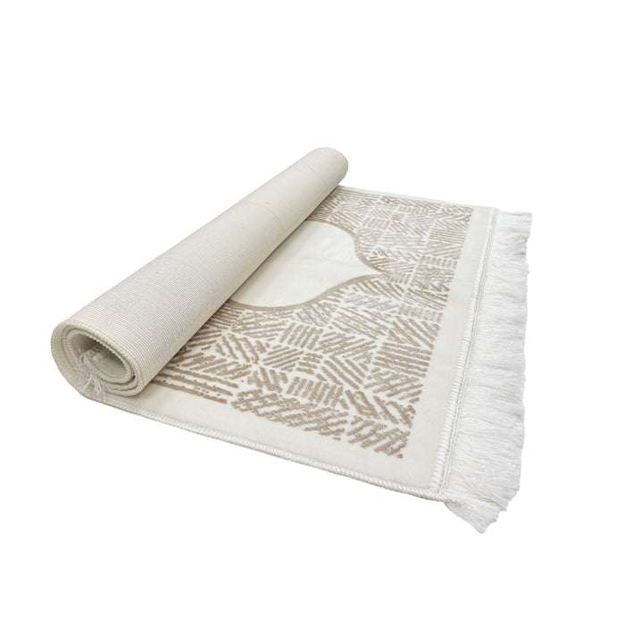 Woven Seccade Prayer Mat - White & Brown